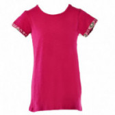 Tricou din bumbac roz, cu bordură colorată Benetton 131361 