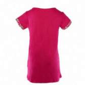 Tricou din bumbac roz, cu bordură colorată Benetton 131362 2
