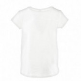 Tricou din bumbac pentru fete, pe alb Benetton 131396 2