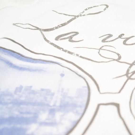 Tricou din bumbac pentru fete, în alb Benetton 131400 3