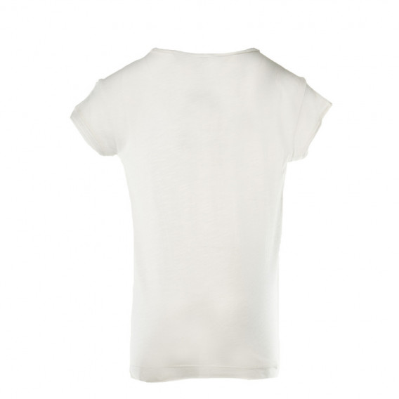 Tricou din bumbac pentru fete, alb cu detalii roz Benetton 131408 2