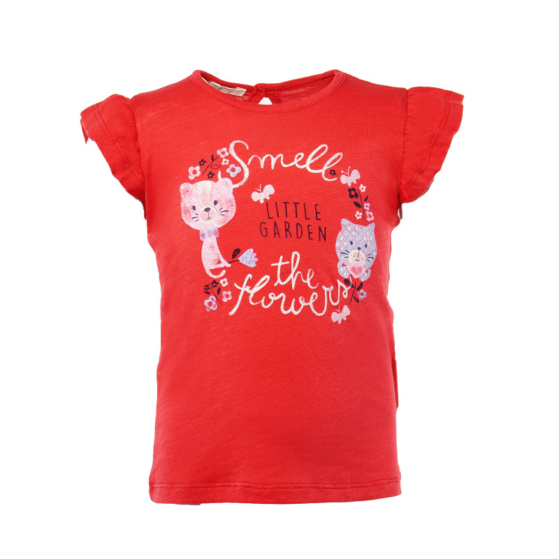 Tricou de bumbac pentru fete, roșu  131464