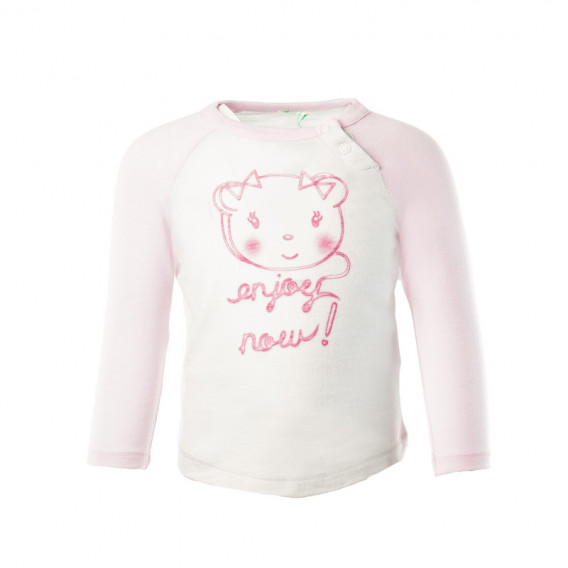 Bluză cu mânecă lungă pentru copii, roz Benetton 131473 2