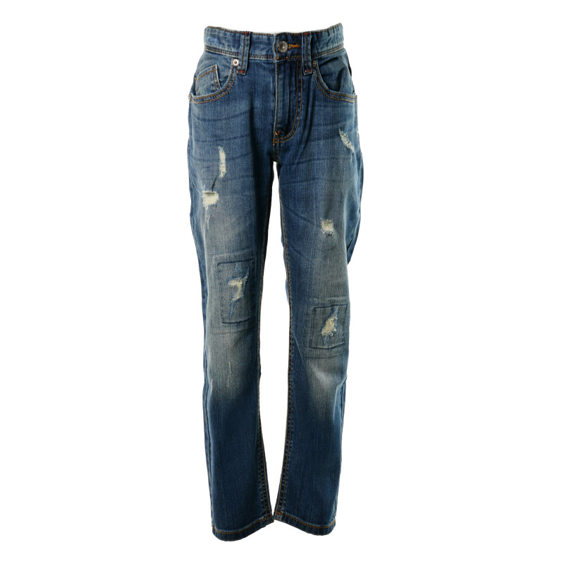 Jeans pentru băieți cu efect de uzură, albaștri  131524