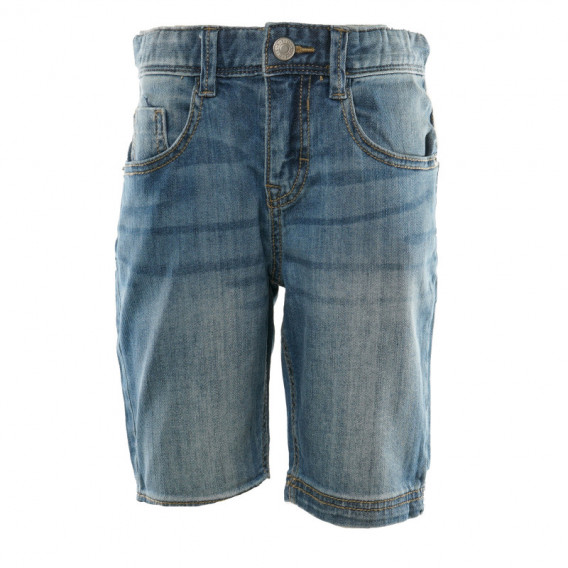 Pantaloni scurți din denim pentru băieți cu talie întărită, albaștri Benetton 131539 