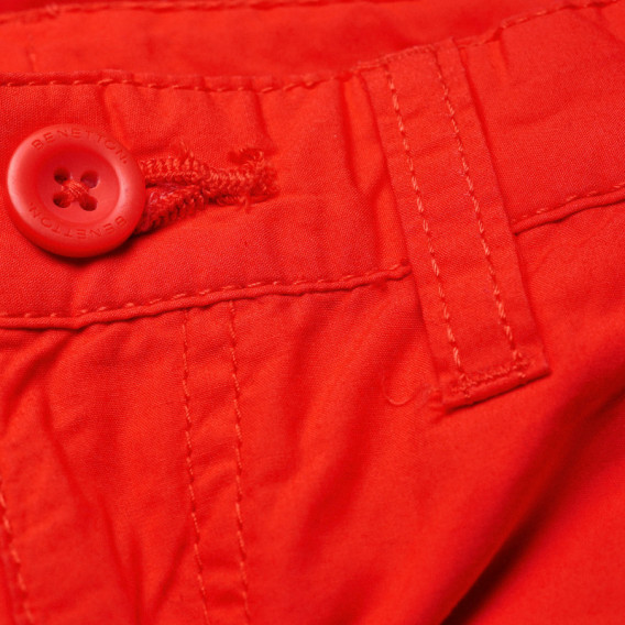 Pantaloni scurți cu nasture din bumbac pentru fete, roșii Benetton 131557 3