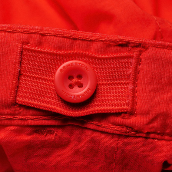 Pantaloni scurți cu nasture din bumbac pentru fete, roșii Benetton 131558 4