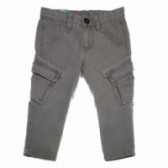 Pantaloni de bumbac pentru băieți, maro cenușiu Benetton 131592 
