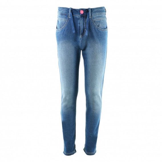 Pantaloni de bumbac, albastru turcoaz, pentru fete Benetton 131596 