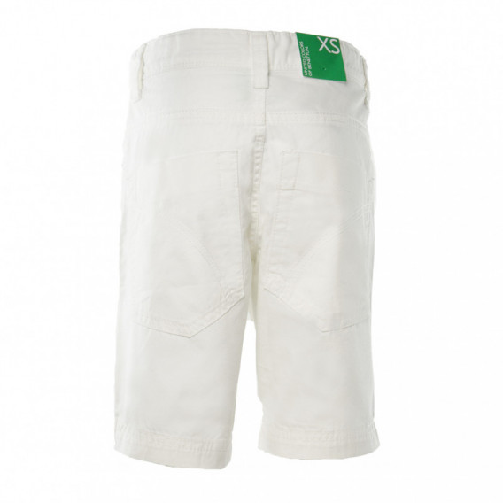 Pantaloni scurți de bumbac pentru băieți, alb Benetton 131881 2