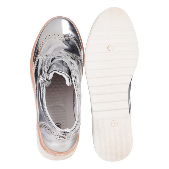 Pantofi argintii, pentru fete cu șireturi  Няма 131999 2