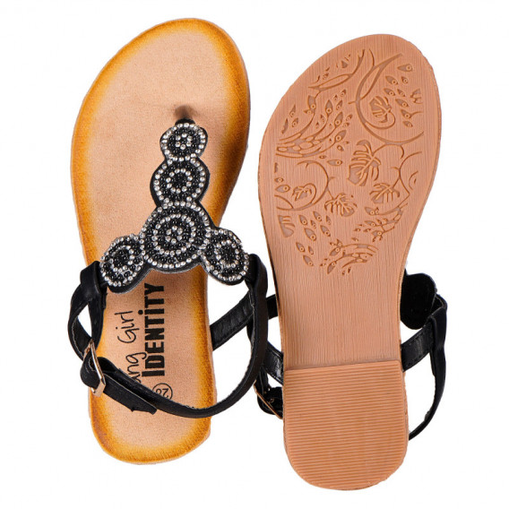 Sandale negre cu decorațiuni, pentru fete Young girl Identity 132018 3