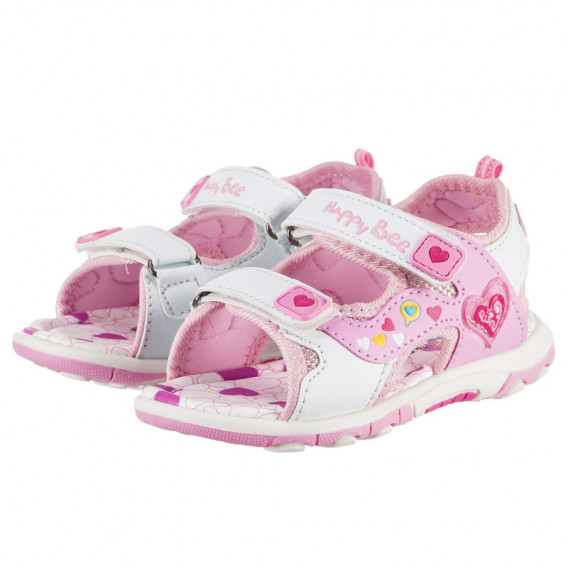 Sandale pentru fete,  cu alb și roz Happy Bee 132130 