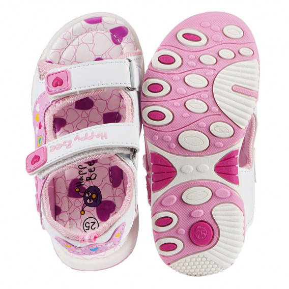 Sandale pentru fete,  cu alb și roz Happy Bee 132132 3
