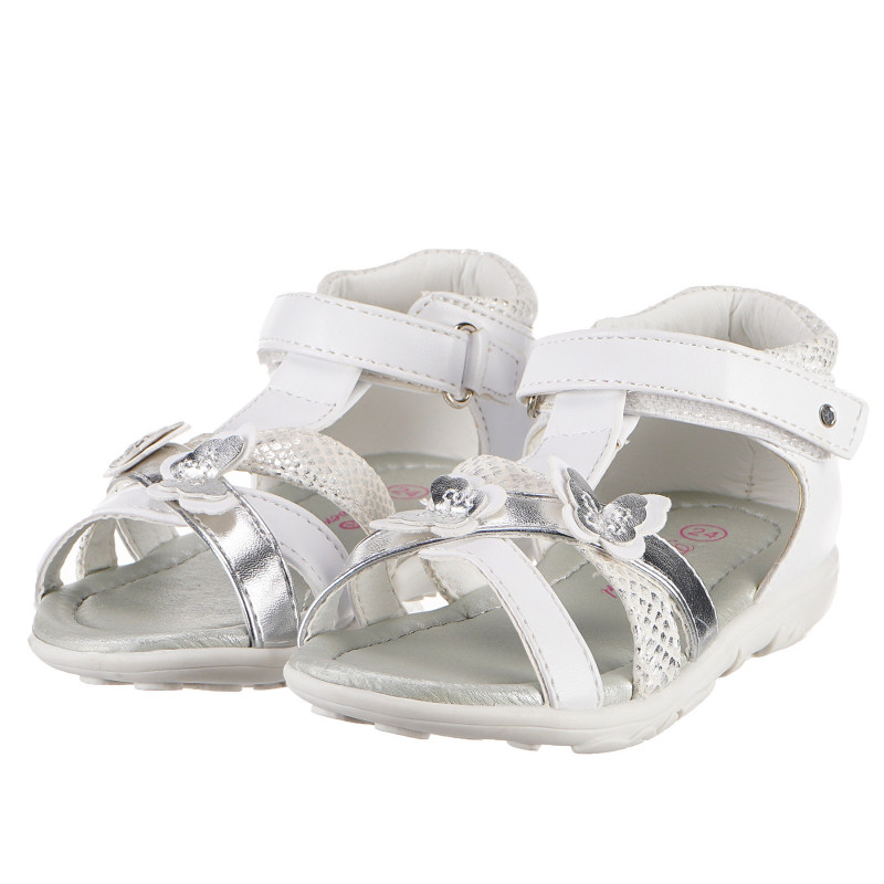 Sandale pentru fete, de culoare albă cu fluturi  132160
