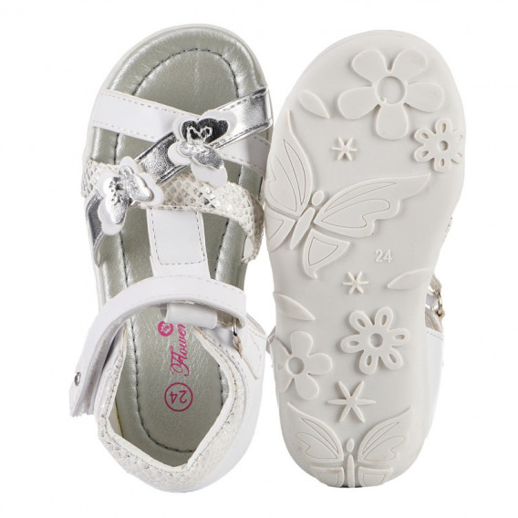 Sandale pentru fete, de culoare albă cu fluturi Flower Girl 132162 3