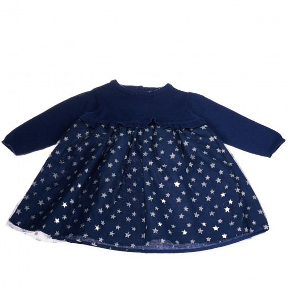 Rochie cu mânecă lungă, albastru închis cu panglici BONJOUR BEBE Rochie cu mânecă lungă, albastru închis cu panglici BONJOUR BEBE 13507