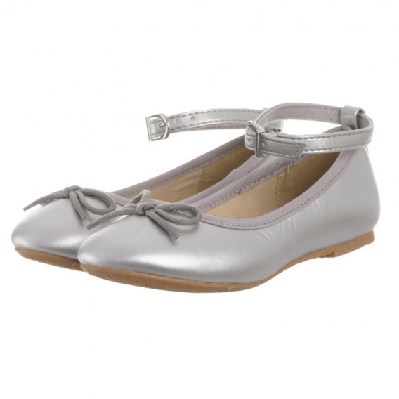 Pantofi balerine cu o curea în jurul gleznei, pentru fete, gri Benetton 135436 