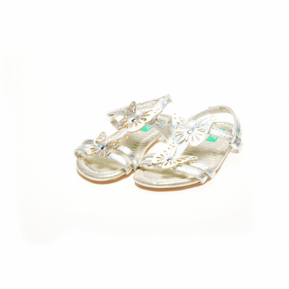 Sandale cu aplicație de fluturi pentru fete, argintiu Benetton 135439 