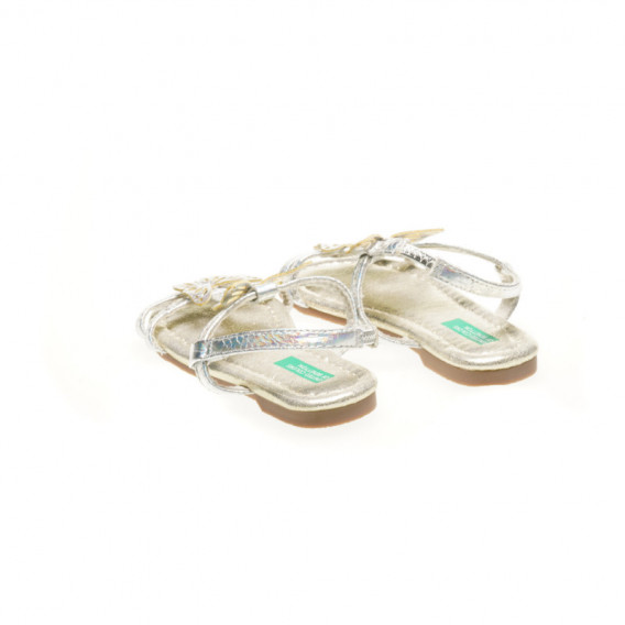 Sandale cu aplicație de fluturi pentru fete, argintiu Benetton 135440 2
