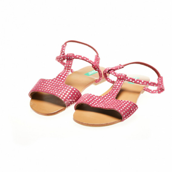 Sandale cu pietricele decorative pentru fete, roșu Benetton 135442 