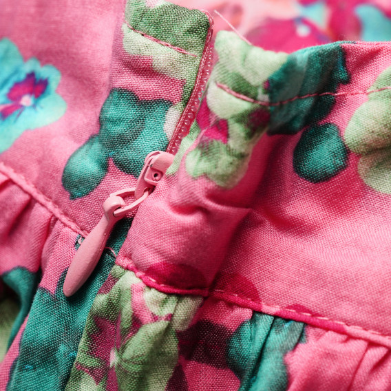 Rochie din bumbac cu imprimeu floral pentru fete, roz Benetton 136634 3