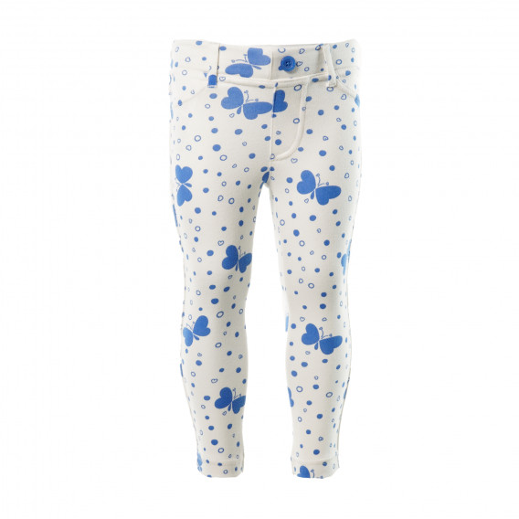 Pantaloni pentru fete, alb cu imprimeu Benetton 136780 