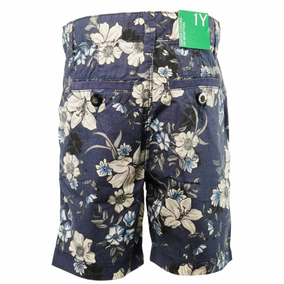Pantaloni scurți din bumbac pentru băieți, albastru cu un imprimeu floral Benetton 136796 2