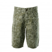 Pantaloni scurți din bumbac pentru băieți, verzi cu un imprimeu floral Benetton 136798 