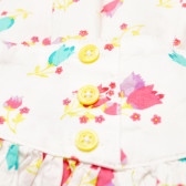 Fustă de bumbac pentru fete, albă cu imprimeu floral Benetton 136819 6