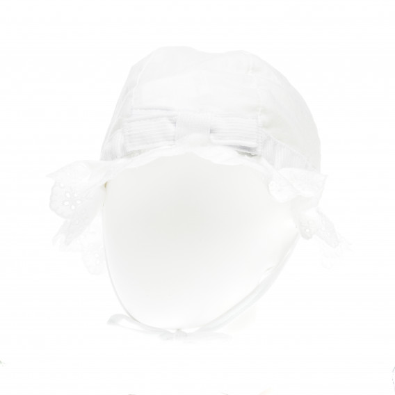 Pălărie din bumbac, pentru fete, albă Benetton 138382 