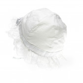Pălărie din bumbac, pentru fete, albă Benetton 138383 2