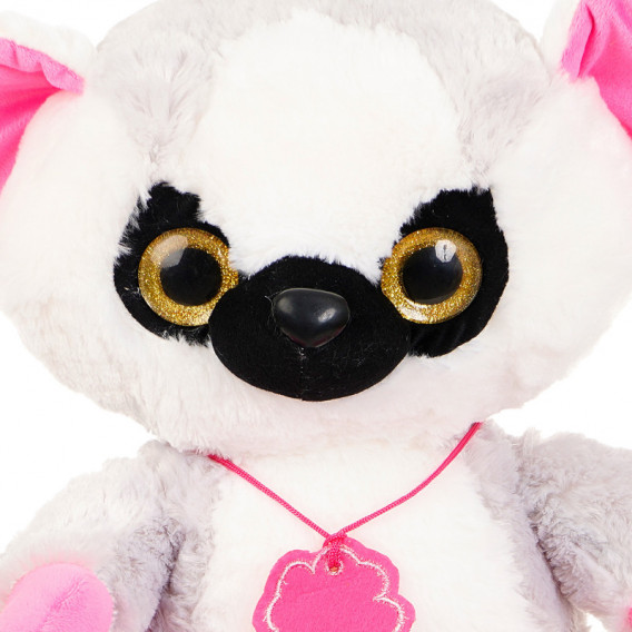 Lemur roz de pluș cu colier de Noroc - 35 cm Amek toys 143125 2