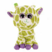 Girafa verde de pluș cu ochi din brocarde cu zornăit- 18 cm Amek toys 143130 