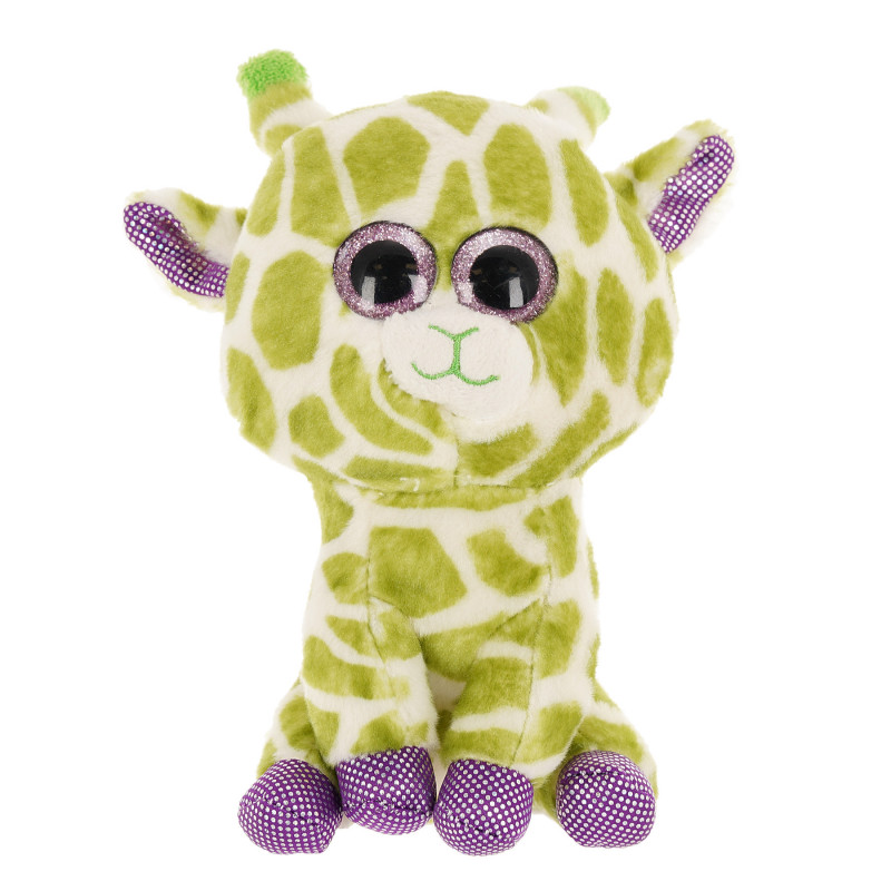 Girafa verde de pluș cu ochi din brocarde cu zornăit- 18 cm  143130