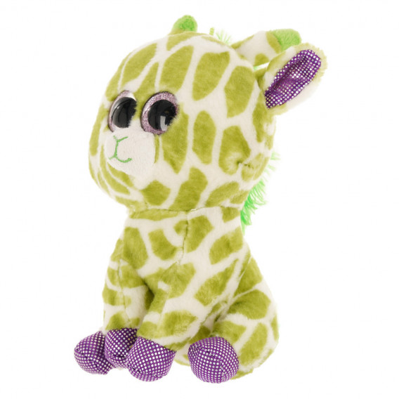 Girafa verde de pluș cu ochi din brocarde cu zornăit- 18 cm Amek toys 143131 2