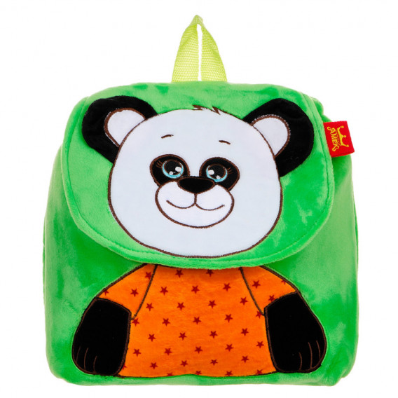 Rucsac verde de pluș cu imagine de panda 34x 40 cm Amek toys 143133 