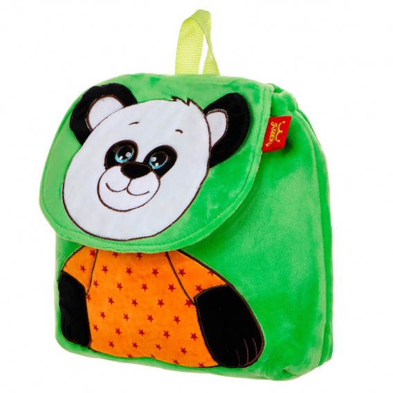 Rucsac verde de pluș cu imagine de panda 34x 40 cm Amek toys 143134 2