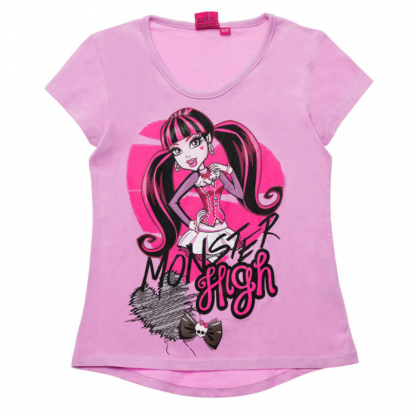 Set de 2 tricouri pentru fete, de bumbac, Monster High, roz  143771