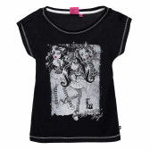 Tricou de bumbac Monster High, de culoare neagră Monster High 143852 