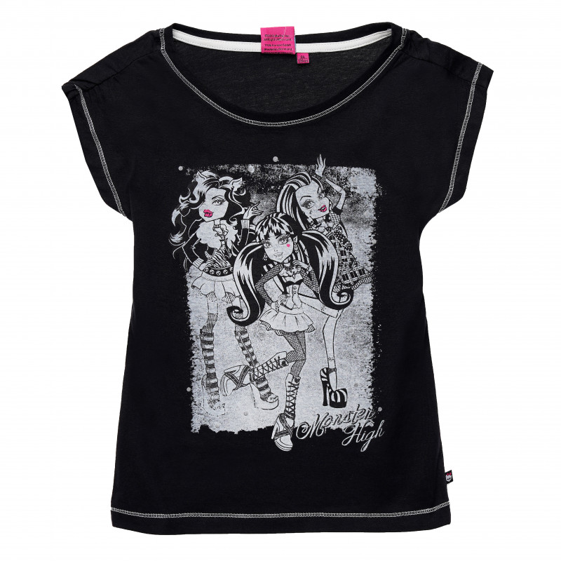 Tricou de bumbac Monster High, de culoare neagră  143852