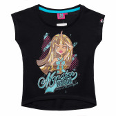 Tricou de bumbac negru, pentru fete, Monster High Monster High 143862 