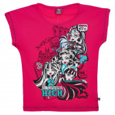 Tricou de bumbac Monster High roz, din bumbac, pentru fete Monster High 143879 