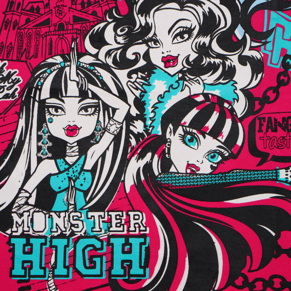 Tricou de bumbac Monster High roz, din bumbac, pentru fete Monster High 143880 2