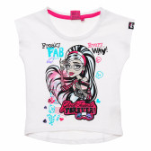 Tricou alb din bumbac Monster High, pentru fete Monster High 143884 