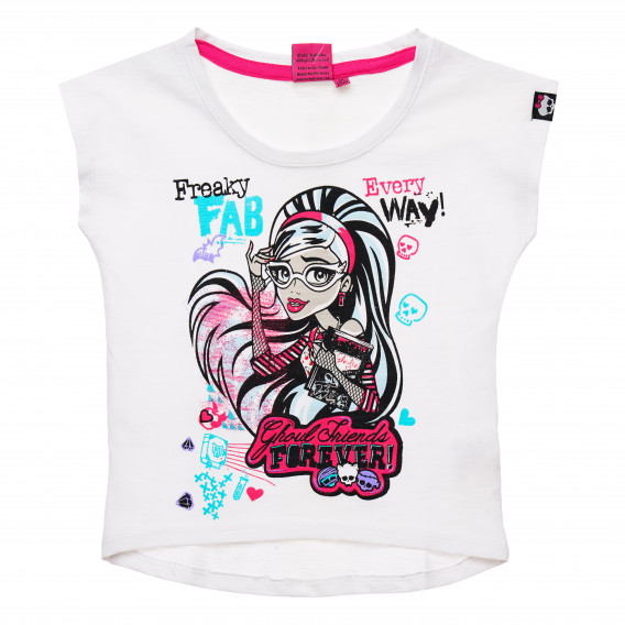 Tricou alb din bumbac Monster High, pentru fete Monster High 143884 