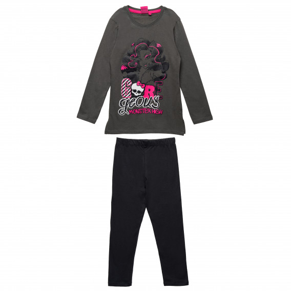 Set de bumbac din două piese: bluză și pantaloni, pentru fete, imprimeu High Monster Monster High 143895 