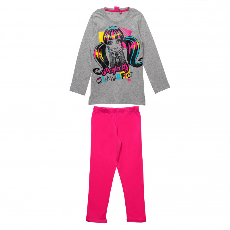 Set de bumbac din două părți, bluză și pantaloni pentru fete, multicolor  143903