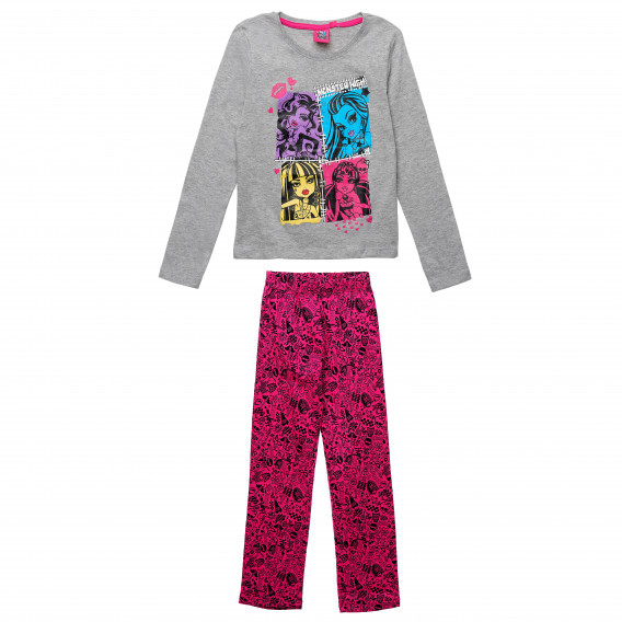 Bluză și pantaloni multicolori din bumbac, pentru fete Monster High 143920 