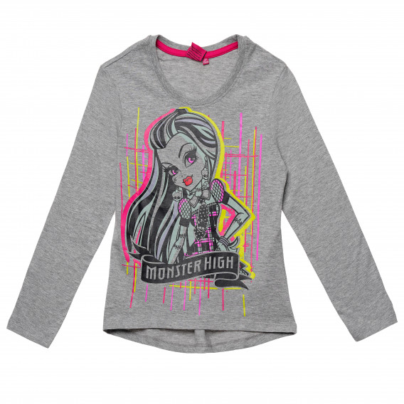 Bluză de bumbac gri, cu mânecă lungă, pentru fete Monster High 143996 